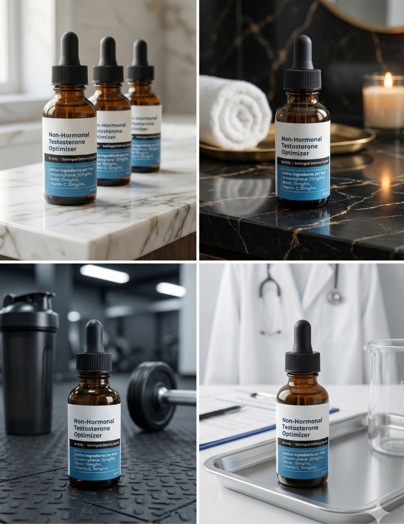 MODS Max in different lifestyle settings - bathroom, gym, travel, clinic